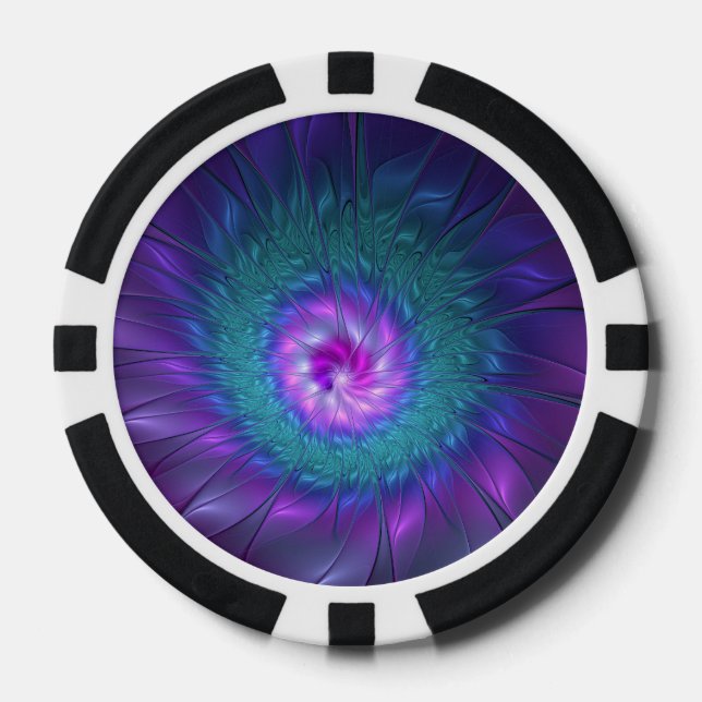 Abstract Floral Beauty Colourful Fractal Art Flowe Poker Chips (Front)