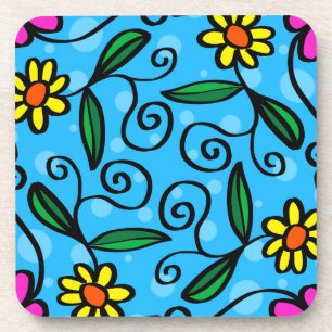 Abstract Floral Beverage Coaster
