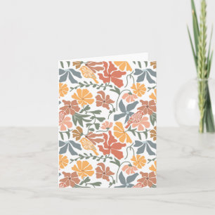 Abstract Floral & Birds Mid Century Modern Pattern Card