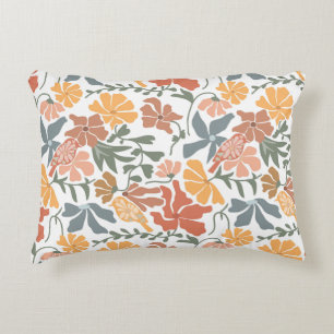Abstract Floral & Birds Mid Century Modern Pattern Decorative Cushion