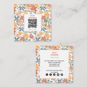 Abstract Floral & Birds Mid Century Modern Pattern Square Business Card