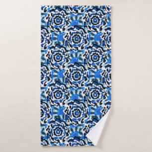 Abstract floral,  blue,  black and beige fashion t bath towel