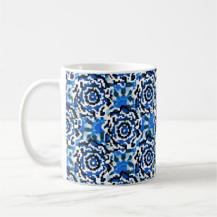 Abstract floral, blue, black and beige fashion t coffee mug