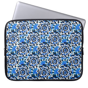 Abstract floral,  blue,  black and beige fashion t laptop sleeve