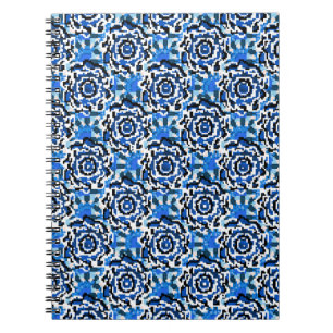 Abstract floral,  blue,  black and beige fashion t notebook