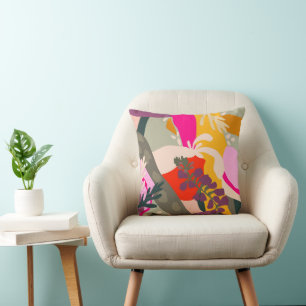 Abstract Floral Bold Colour Block Fun Summer  Cushion