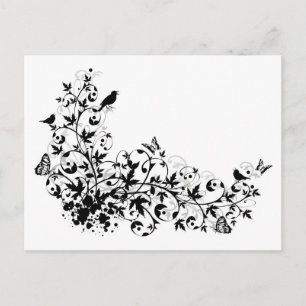 abstract floral border postcard