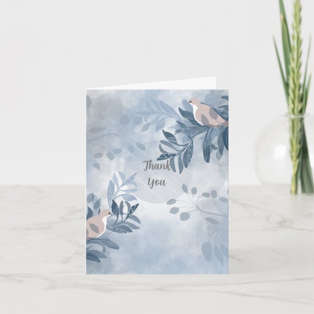 Abstract Floral Botanical Birds Thank You Card (Front)