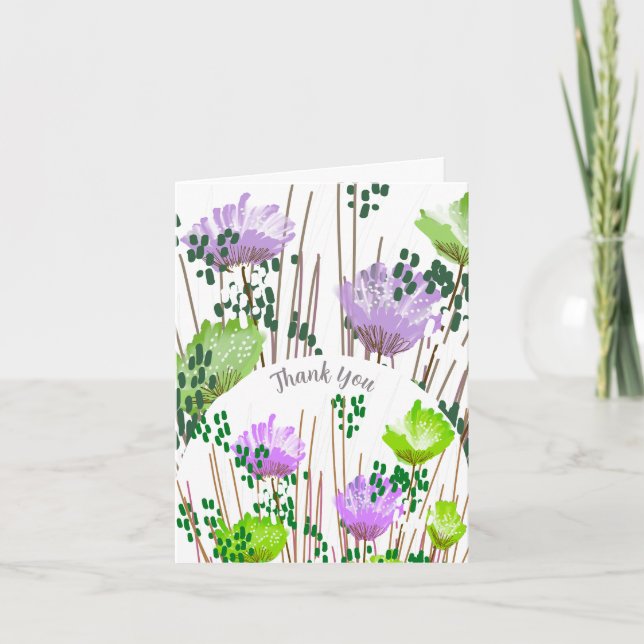 Abstract Floral Botanical Thank You Card (Front)