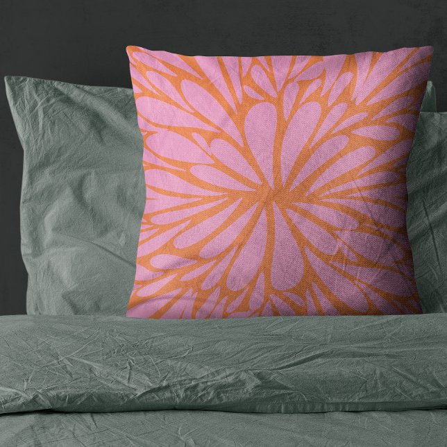 Abstract floral burst pattern pastel orange & pink cushion (Creator Uploaded)