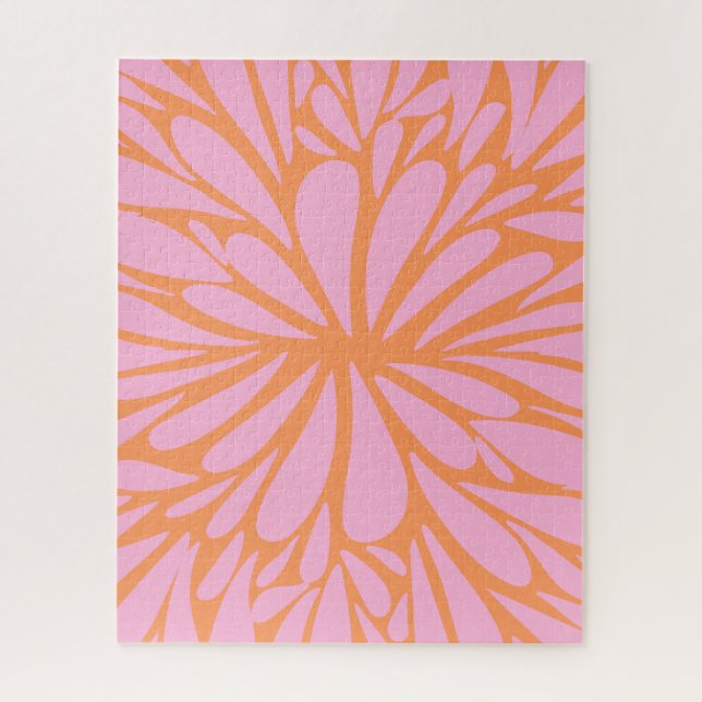 Abstract floral burst pattern pastel orange & pink jigsaw puzzle (Vertical)
