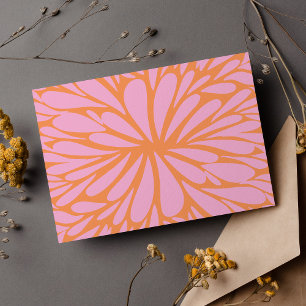 Abstract floral burst pattern pastel orange & pink postcard