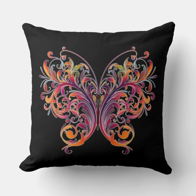 Abstract Floral Butterfly Cushion (Front)