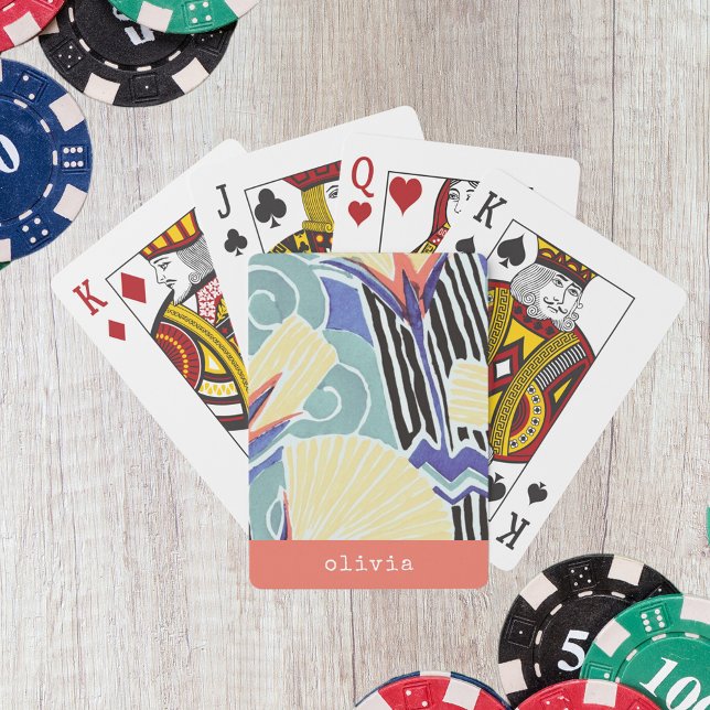 Abstract Floral by E.A. Séguy Personalised Name Playing Cards (Creator Uploaded)