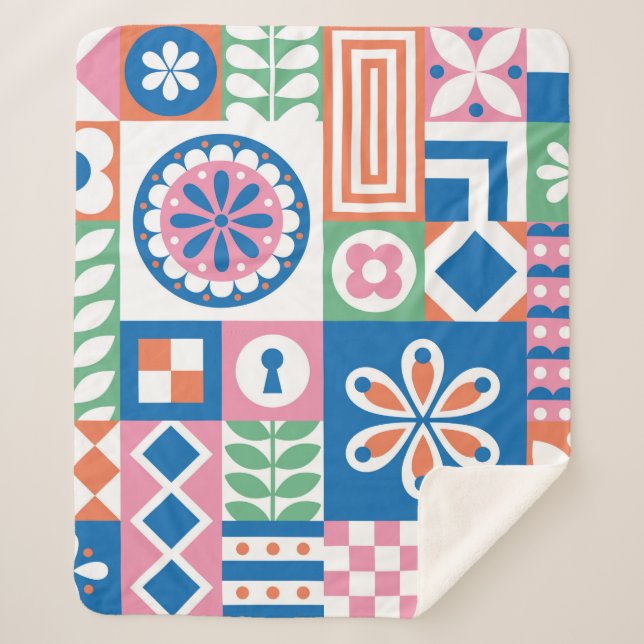 Abstract floral card. Seamless folklore pattern. S Sherpa Blanket (Front)