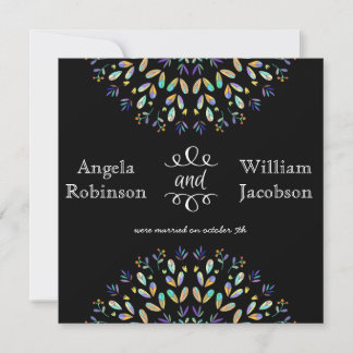 Abstract Floral Chalkboard Post Wedding Invitation