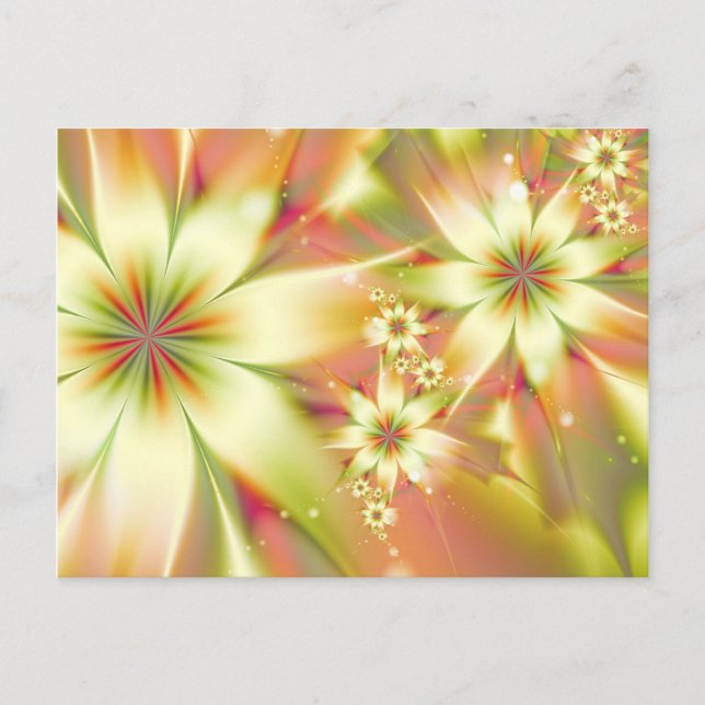 Abstract Floral Colourful Flowers Elegant Pretty Postcard (Front)