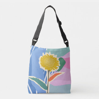 Abstract Floral Dandelion Color Blocks Modern  Crossbody Bag