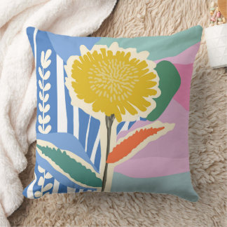 Abstract Floral Dandelion Colour Blocks Modern Cushion