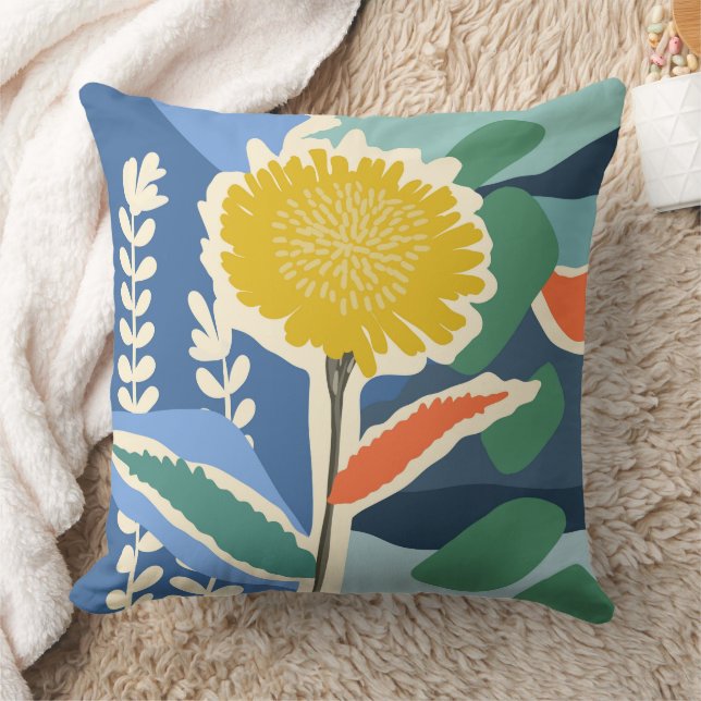 Abstract Floral Dandelion Colour Blocks Modern  Cushion (Blanket)