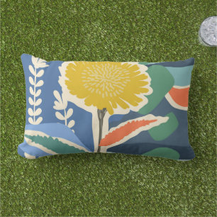 Abstract Floral Dandelion Colour Blocks Modern Lumbar Cushion