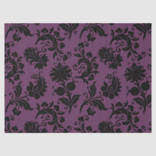 Abstract Floral Designs on Purple Decoupage Tissue Paper