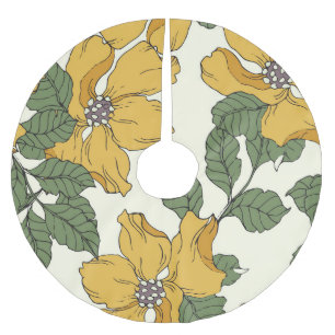 Abstract floral elegance, seamless background brushed polyester tree skirt