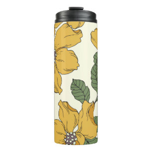 Abstract floral elegance, seamless background thermal tumbler
