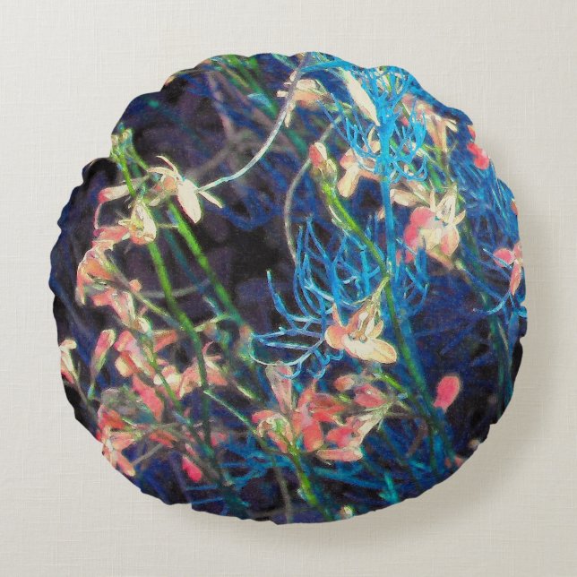Abstract Floral Fantasy Round Cushion (Front)