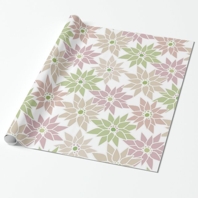 Abstract floral flowers romantic pattern cartoon p wrapping paper (Unrolled)