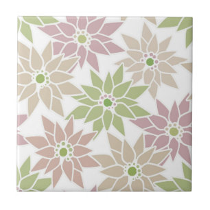 Abstract floral flowers romantic pattern cartoon r ceramic tile