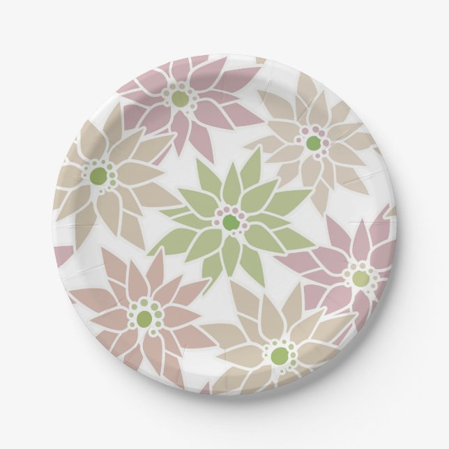 Abstract floral flowers romantic pattern cartoon r paper plate (Front)