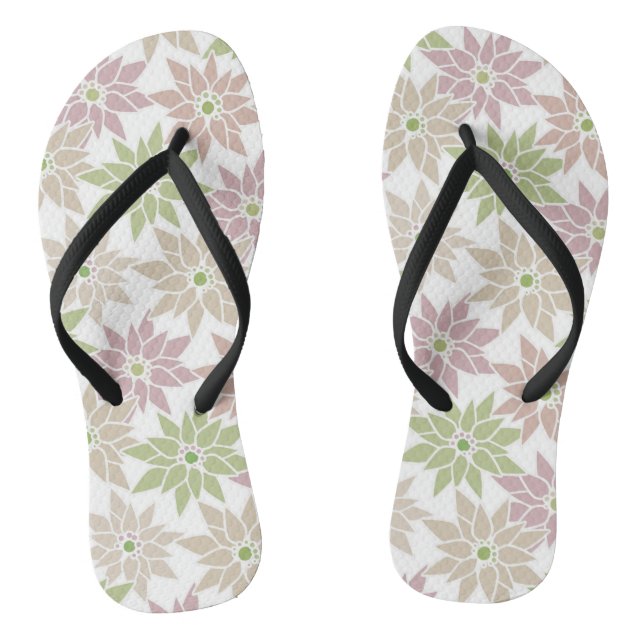 Abstract floral flowers romantic pattern cartoon r thongs (Footbed)