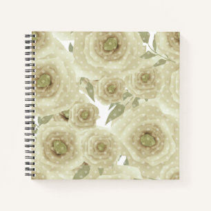 Abstract floral flowers roses beige colour pattern notebook
