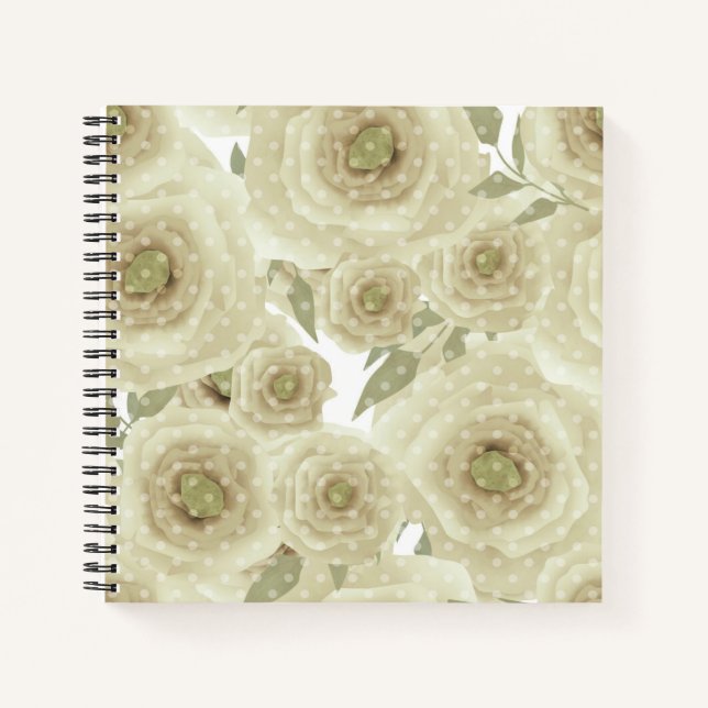 Abstract floral flowers roses beige colour pattern notebook (Front)