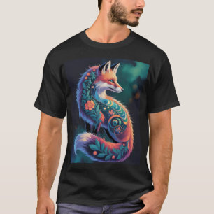 Abstract Floral Fox Art Vibrant Ornate Fox T-Shirt