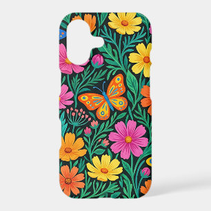 Abstract Floral Garden Butterflies iPhone Cases