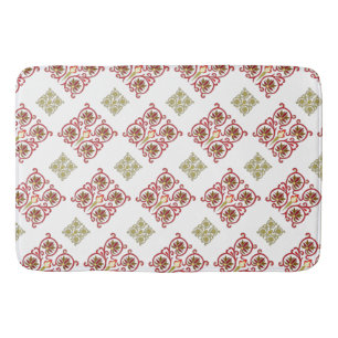 Abstract Floral Geometric Pattern Bath Mat