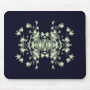 Abstract Floral Graphic Pattern Blue and Green Mouse Pad