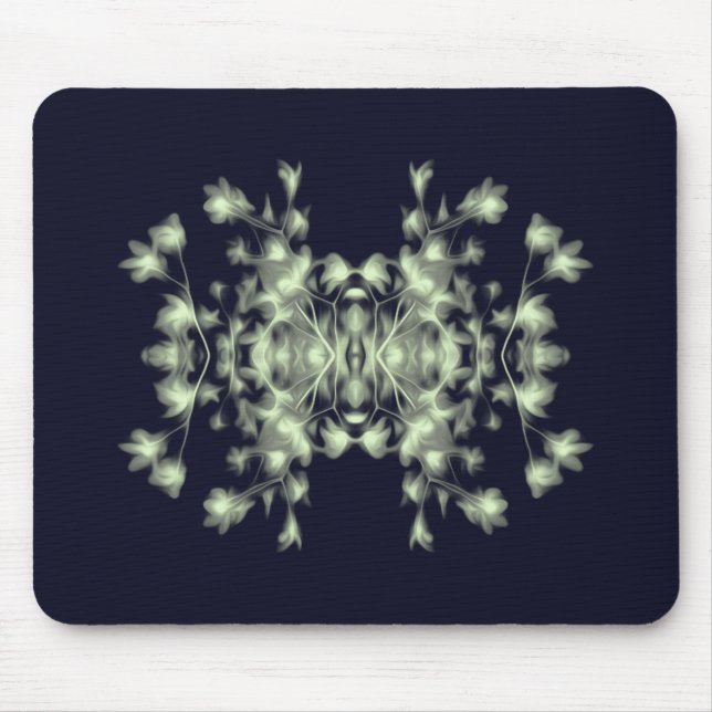 Abstract Floral Graphic Pattern Blue and Green Mouse Pad (Front)