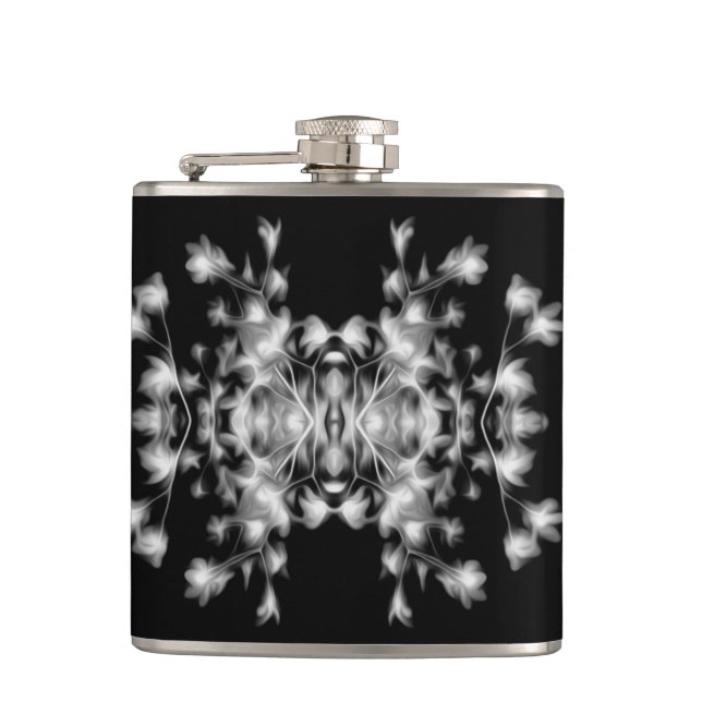 Abstract Floral Graphic Pattern Hip Flask (Front)