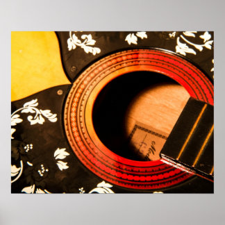 Abstract Floral Guitar Poster