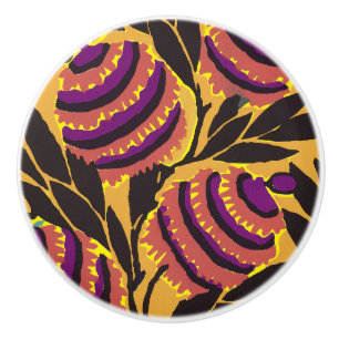 Abstract Floral Harmony Design Art Nouveau Ceramic Knob
