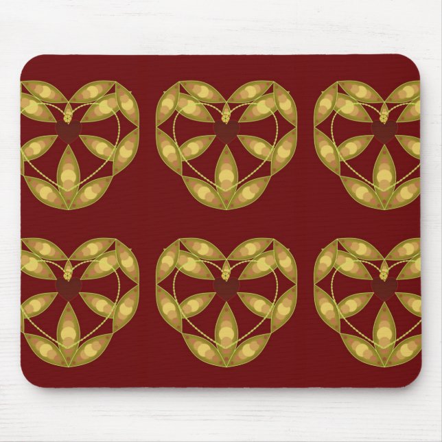 Abstract Floral Heart Mouse Pad (Front)