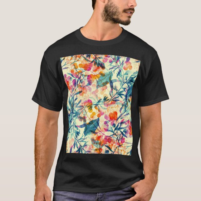 Abstract floral: herbs, flowers pattern. T-Shirt (Front)