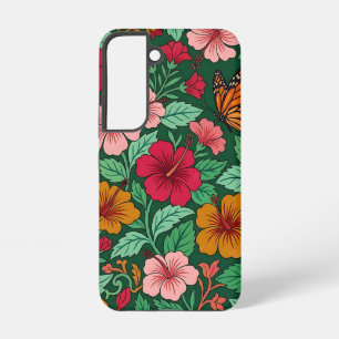 Abstract Floral Hibiscus Butterfly Samsung Cases