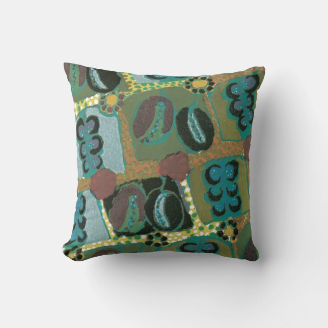 Abstract Floral in Teal Cushion (Front)