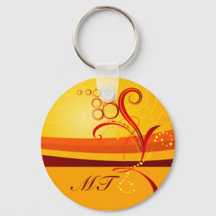 Abstract Floral Initial Keychain