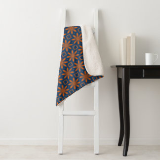 Abstract floral kaleidoscope dark blue orange Sherpa Blanket