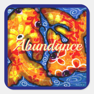 Abstract Floral Koi Fish Orange Yellow Red Blue Square Sticker